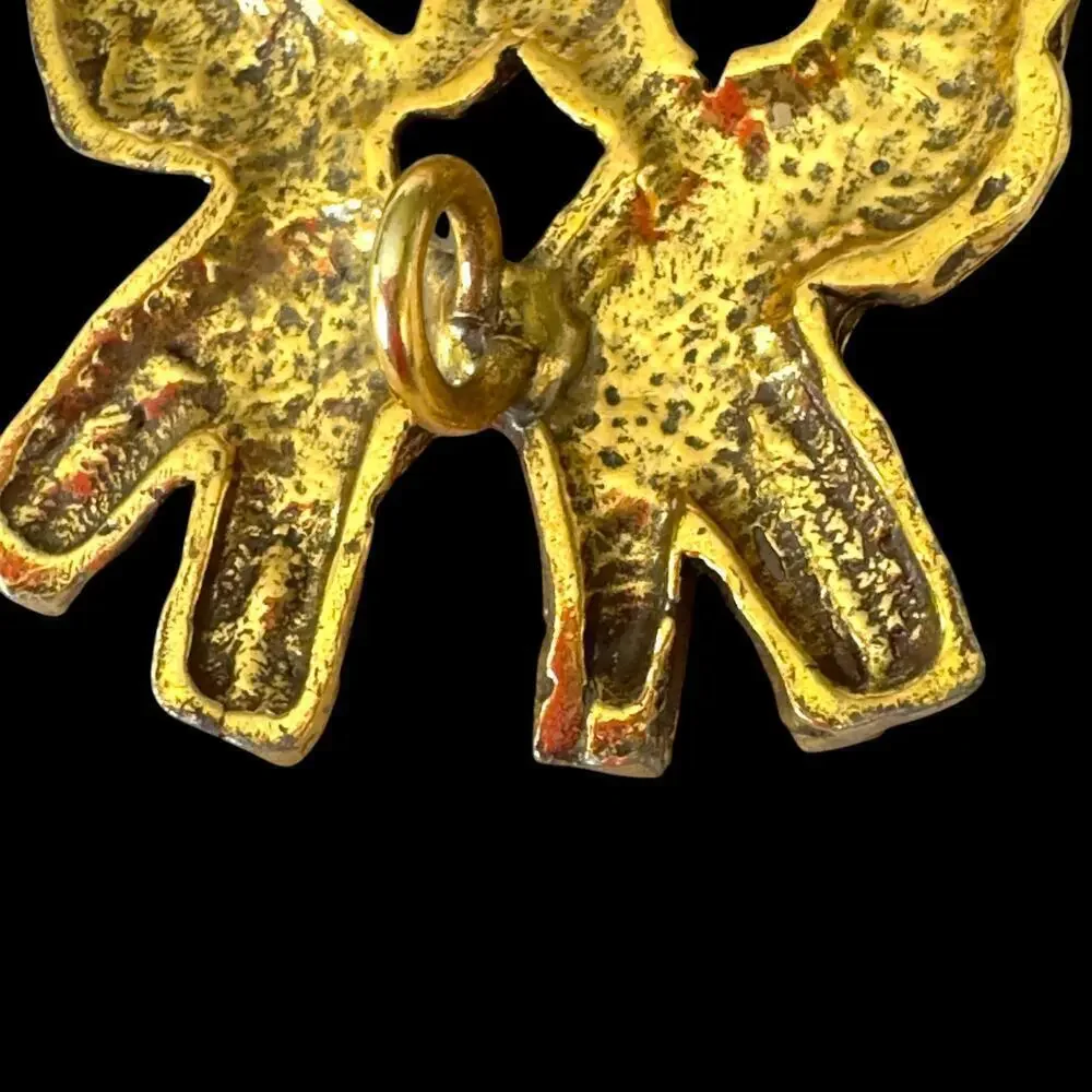 Vintage Judaica Dove Brooch Signed Jacques Lipchitz Brutalist Pendant MCM